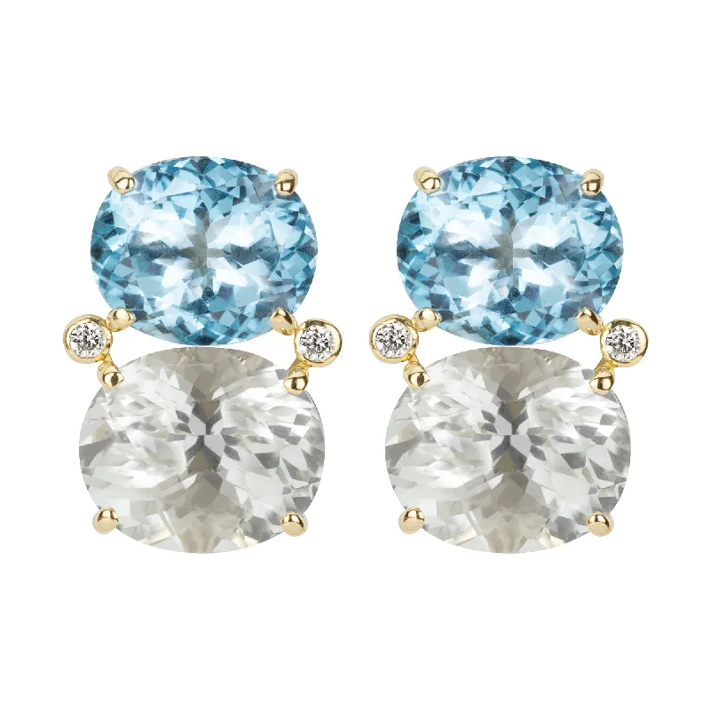 vintage drop earrings -Earrings - Blue Topaz, Crystal and Diamond (2347C)