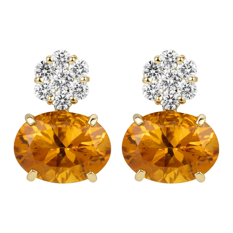 vintage drop earrings -Earrings - Citrine And Diamond (2386J)