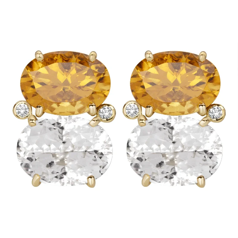 ethnic inspired earrings -Earrings - Citrine, Crystal And Diamond (2386D)