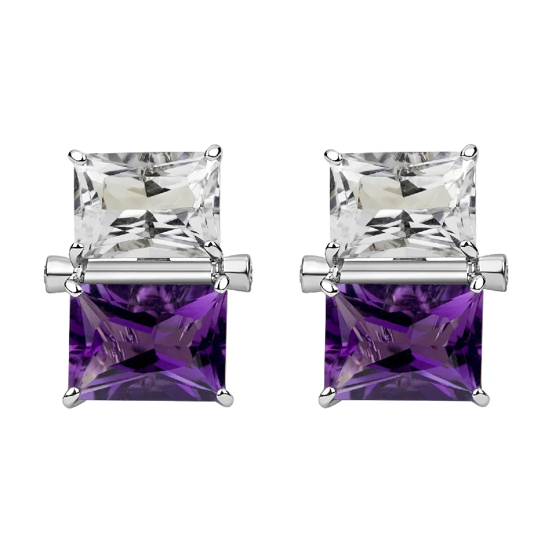 diamond ear cuffs -Earrings - Crystal, Amethyst And Diamond