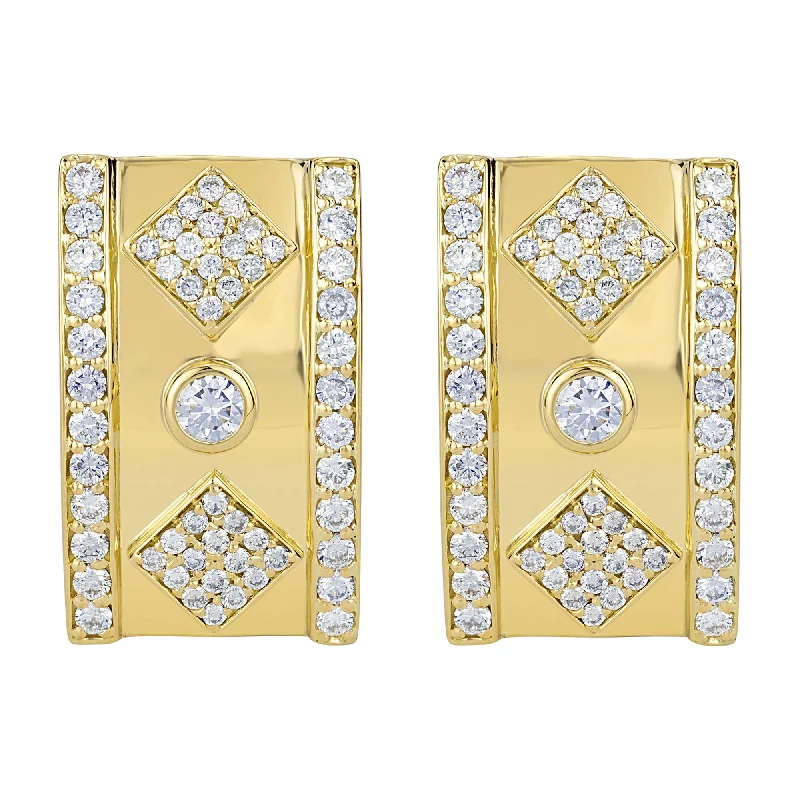 brass statement earrings -Earrings - Diamond