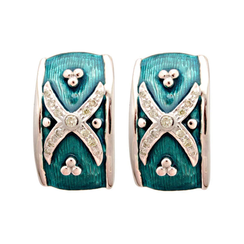 gold stud earrings for women -Earrings- Diamond (Enamel)