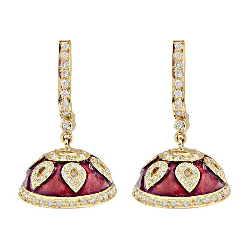 delicate gemstone drop earrings -Earrings- Diamond (enamel) (2004D)