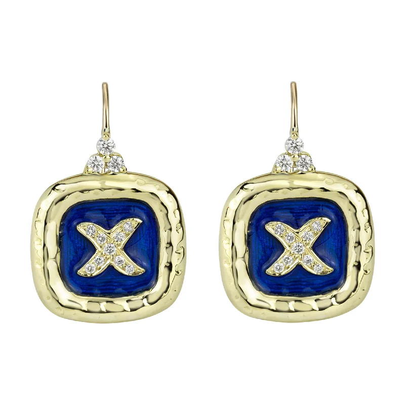 brass statement earrings -Earrings - Diamond (enamel)