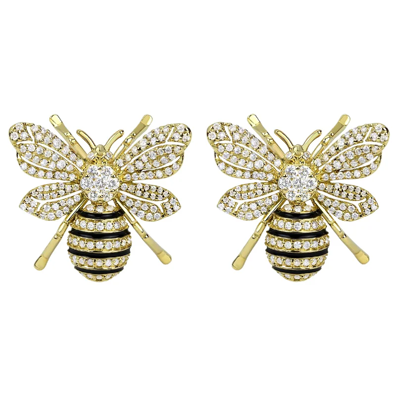 silver and gold combo earrings -Earrings - Diamond (Enamel) (2338B)