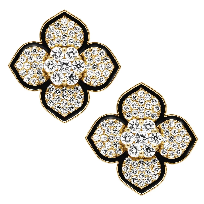 crystal stud earrings for brides -Earrings - Diamond (Enamel) (2410E)