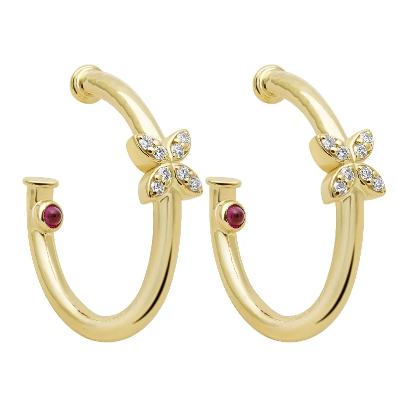 twisted wire hoop earrings -Earrings - Diamond & Ruby (2401B)