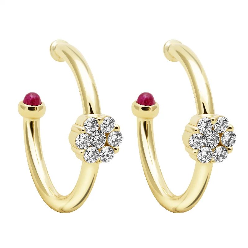 gold stud earrings for men -Earrings - Diamond & Ruby (2401E)