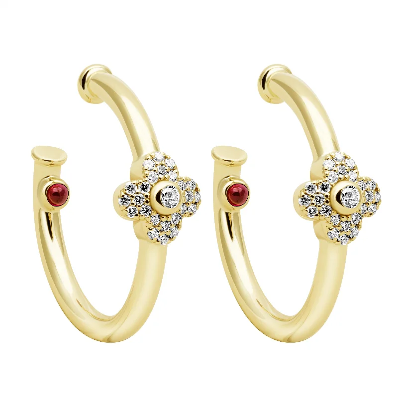 delicate gemstone drop earrings -Earrings - Diamond & Ruby (2408A)