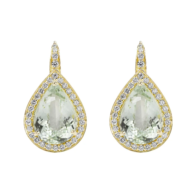 elegant crystal stud earrings -Earrings - Green Quartz And Diamond (2357E)