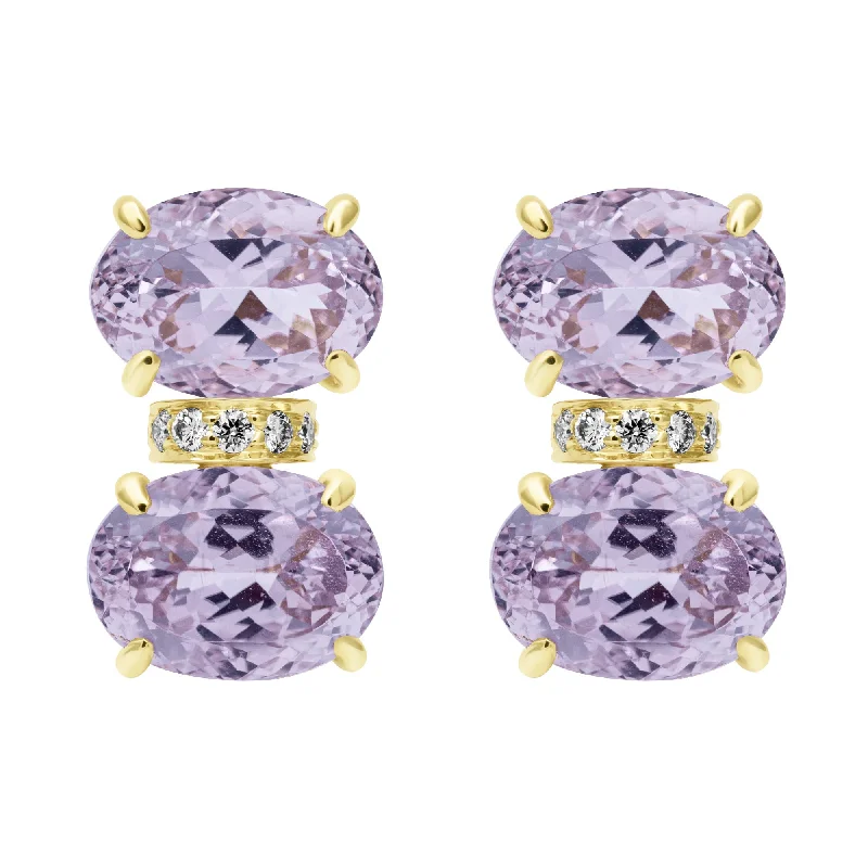 colorful gemstone hoop earrings -Earrings - Kunzite And Diamond (2409B)