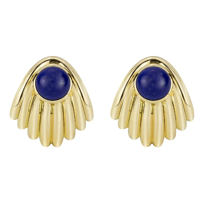 gold bar stud earrings -Earrings - Lapis Lazuli