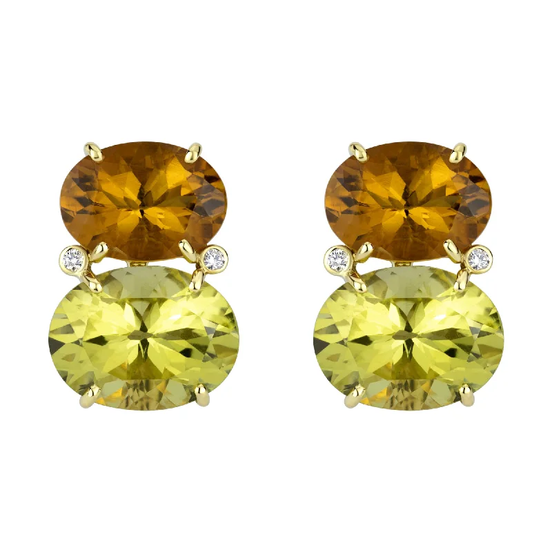 crystal chandelier earrings -Earrings - Lemon, Citrine And Diamond (2303B)