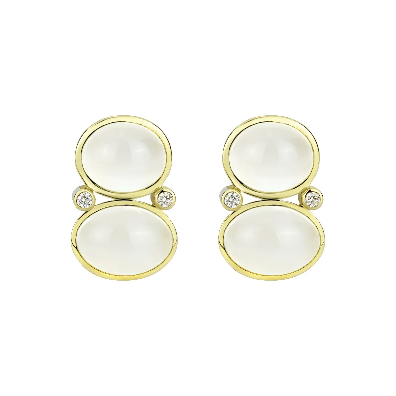 luxury pearl stud earrings -Earrings - Moonstone And Diamond