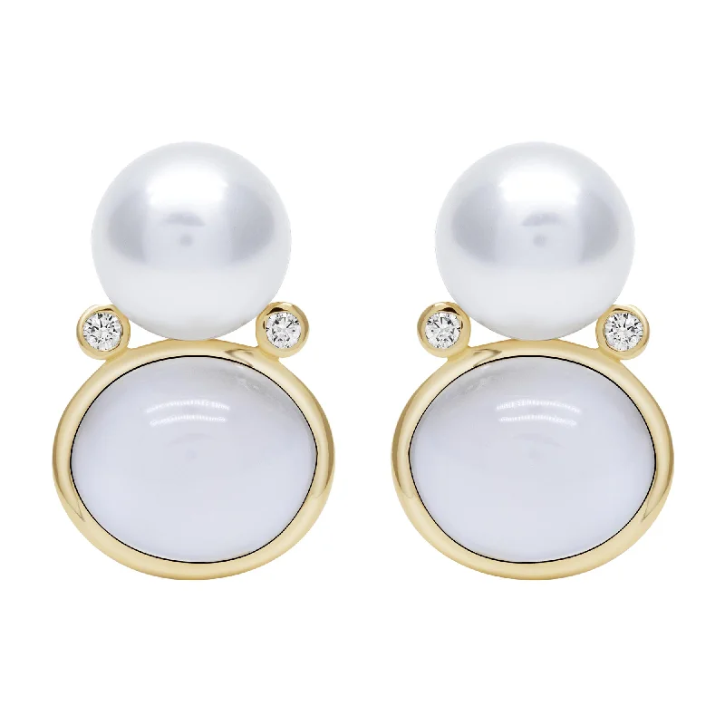 bold statement earrings -Earrings - Moonstone, Southsea Pearl And Diamond (2410F)