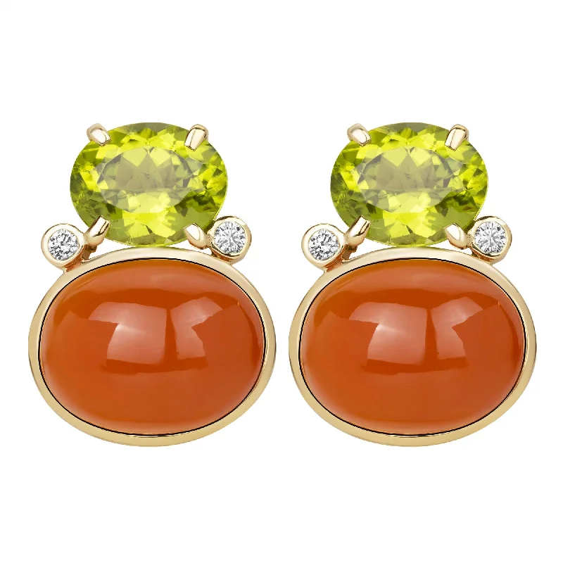 diamond ear climbers -Earrings - Peridot, Cornellian And Diamond (2386C)