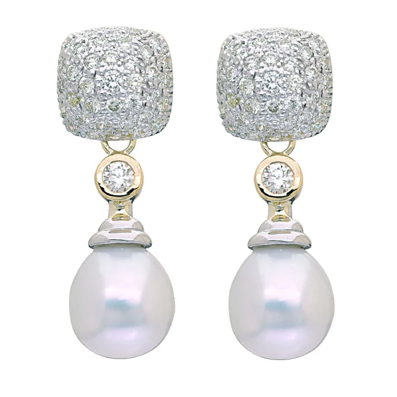 multi-layered drop earrings -Earrings- South Sea Pearl And Diamond (2AM)