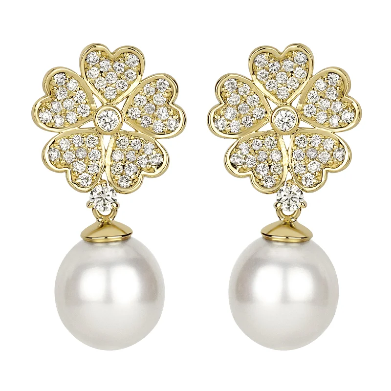 custom birthstone earrings -Earrings - South Sea Pearl And Diamond (2339F)