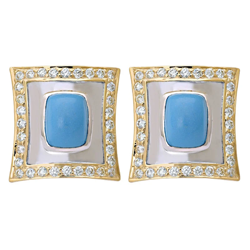 diamond ear cuffs -Earrings- Turquoise And Diamond