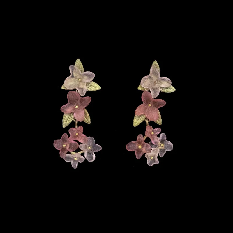 heart-shaped hoop earrings -Pink Hydrangea Earrings - Statement