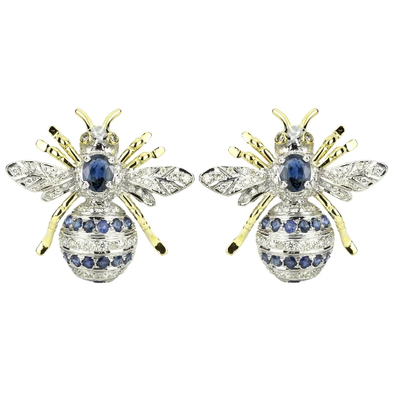 sapphire stud earrings -Repair - Earrings - Blue Sapphire & Diamond (45CM)