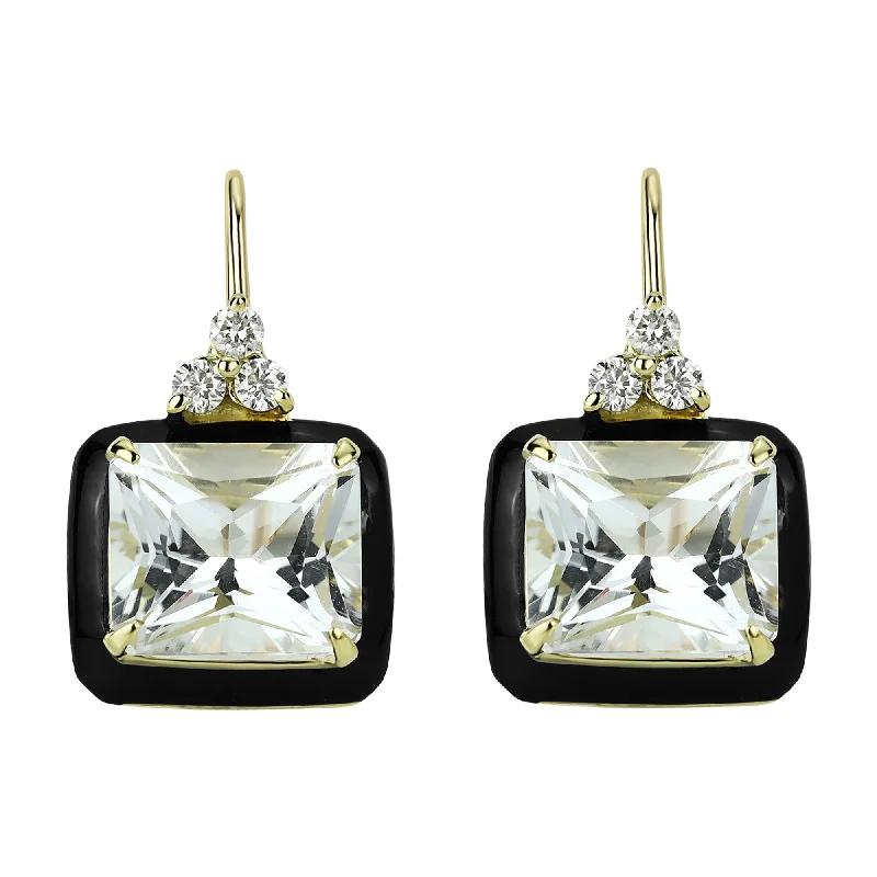 silver ear jackets -Repair - Earrings - Crystal And Diamond (Enamel) (2306E)