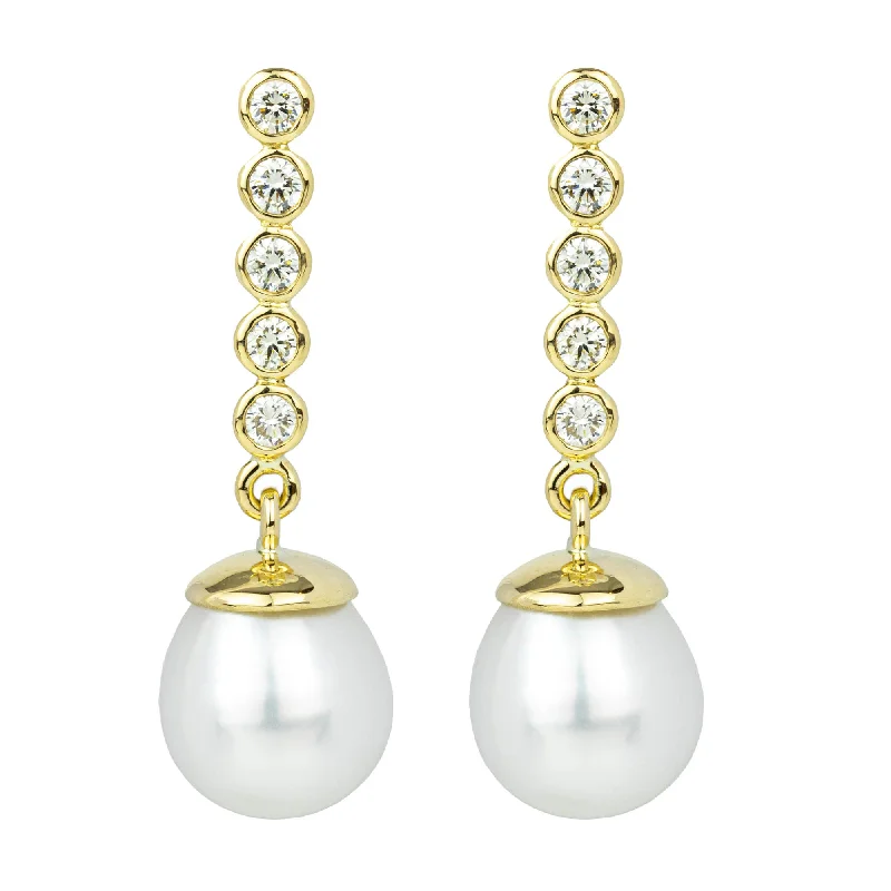 silver ear cuff earrings -Repair - Earrings - South Sea Pearl And Diamond in 18K Gold (2257A)