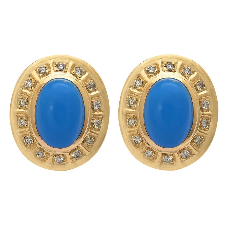 silver ear jackets -Repair - Earrings- Synthetic Turquoise and Diamond (Enamel) (2189I)